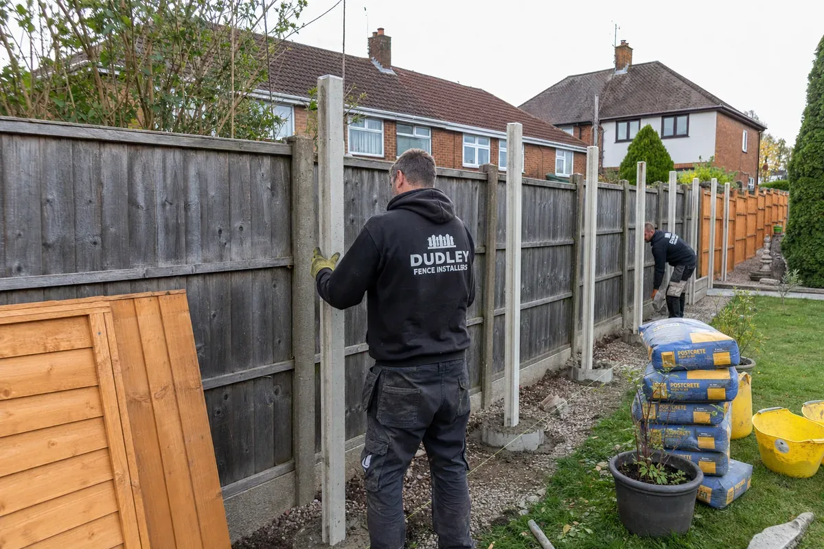 Professional fence installation at a Dudley home